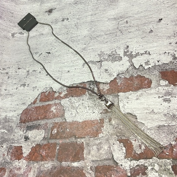 NWT The Limited Long Silver Fringe Tassel Necklace - Picture 4 of 9